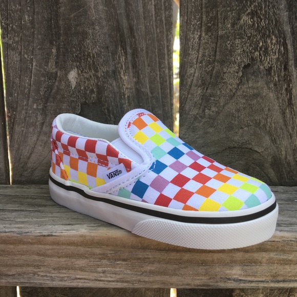 Vans baby toddler rainbow checkerboard shoes - Picture 2 of 11